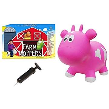 Farm Hoppers Inflatable Bouncing Pink Cow for Toddlers
