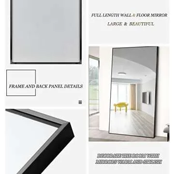 NeuType Full Length Mirror, Large Wall Mirror, Dressing Mirror, Home Gym Mirror, 71"x32", Metal Frame, Black