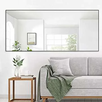 NeuType Full Length Mirror, Large Wall Mirror, Dressing Mirror, Home Gym Mirror, 71"x32", Metal Frame, Black