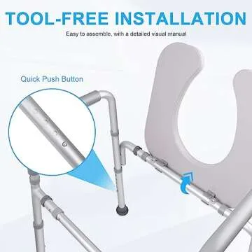 Hotodeal Toilet Seat Risers for Seniors, Heavy Duty Raised Toilet Seat with Handles - 300lb Capacity, Height Adjustable Legs, Bathroom Assist Frame for Elderly, Pregnant, Handicap