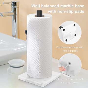 NearMoon Paper Towel Holder with Marble Base - Stylish & Functional
