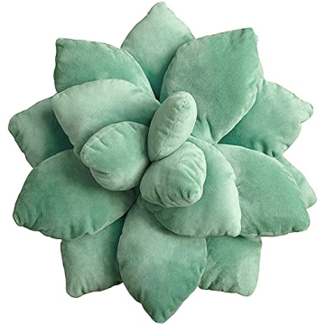 TYISON 3D Succulents Cactus Pillow, Cute Succulents, for Garden or Green Lovers Baby Green Plant Thr...