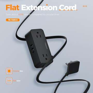 Tessan Multi Plug Outlet Splitter 4 3 Compact Power Strip