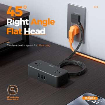 Tessan Multi Plug Outlet Splitter 4 3 Compact Power Strip