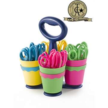Westcott School Scissor Caddy and 5-Inch Blunt Safety Scissors for Kids, Assorted, 24 Pack (14756)