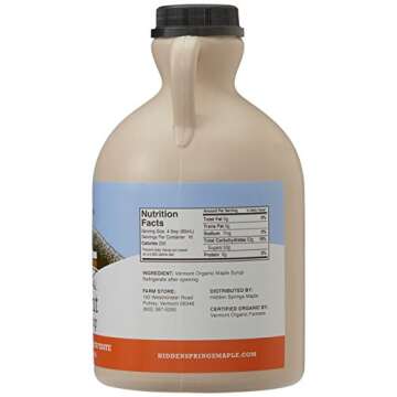 Hidden Springs Maple Organic Vermont Maple Syrup, Grade A Amber Rich, 32 Ounce, 1 Quart, Family Farm...
