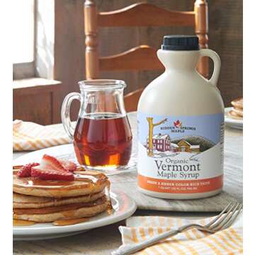 Hidden Springs Maple Organic Vermont Maple Syrup, Grade A Amber Rich, 32 Ounce, 1 Quart, Family Farms, BPA-free Jug