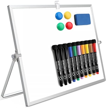 Double-Sided Magnetic Whiteboard with Stand 10 Markers