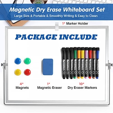 Double-Sided Magnetic Whiteboard with Stand 10 Markers