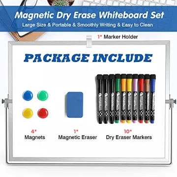 Double-Sided Magnetic Whiteboard with Stand 10 Markers