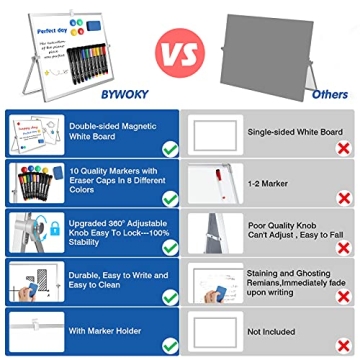 Double-Sided Magnetic Whiteboard with Stand 10 Markers