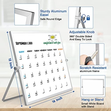 Double-Sided Magnetic Whiteboard with Stand 10 Markers