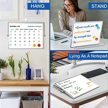 Double-Sided Magnetic Whiteboard with Stand 10 Markers