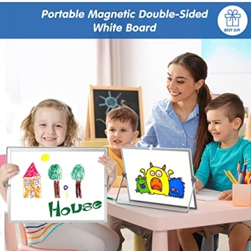 Double-Sided Magnetic Whiteboard with Stand 10 Markers