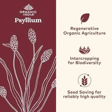 ORGANIC INDIA Psyllium Husk Capsules - Fiber Supplement, Healthy Elimination - Vegan, Keto Friendly, Gluten-Free, USDA Certified Organic, Non-GMO, Soluble & Insoluble Fiber Source - 180 Count