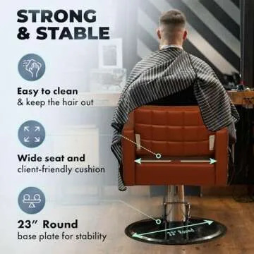 Buy-Rite Icon Styling Chair for Professional Salons & Barbers with a Wide Seat, Quilted Design, Strong Frame and Hydraulic Pump, Camel, YLG-192-CAM