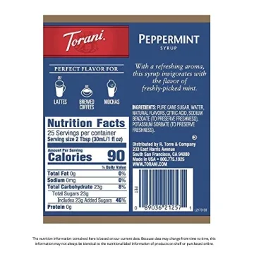 Torani Peppermint Syrup 750 ML - Versatile Flavor Enhancer