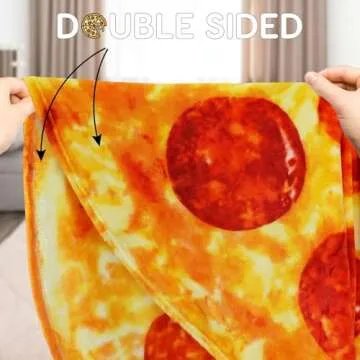 Zulay (60 Inch) Giant Pepperoni Pizza Blanket - Novelty Big Pizza Blanket Adult and Kids - Premium Soft Flannel Round Pepperoni Blanket for Indoors, Outdoors, Travel, Home and More