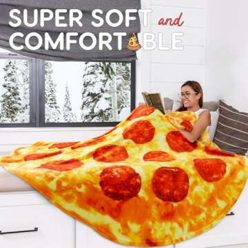 Zulay (60 Inch) Giant Pepperoni Pizza Blanket - Novelty Big Pizza Blanket Adult and Kids - Premium Soft Flannel Round Pepperoni Blanket for Indoors, Outdoors, Travel, Home and More