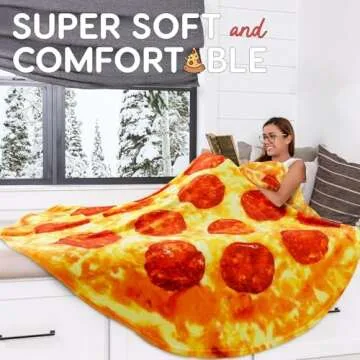 Zulay (60 Inch) Giant Pepperoni Pizza Blanket - Novelty Big Pizza Blanket Adult and Kids - Premium Soft Flannel Round Pepperoni Blanket for Indoors, Outdoors, Travel, Home and More