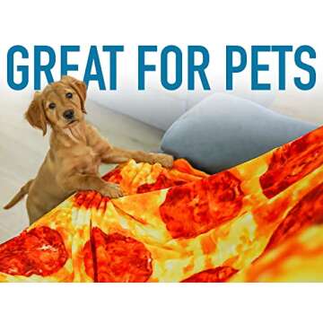 Zulay (60 Inch) Giant Pepperoni Pizza Blanket - Novelty Big Pizza Blanket Adult and Kids - Premium Soft Flannel Round Pepperoni Blanket for Indoors, Outdoors, Travel, Home and More