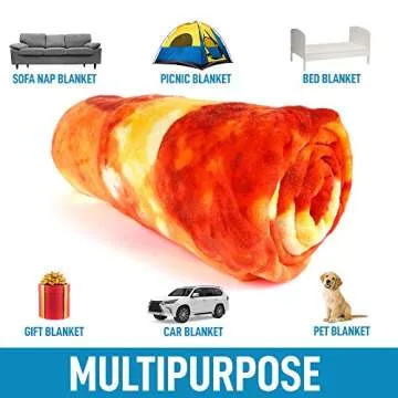 Zulay (60 Inch) Giant Pepperoni Pizza Blanket - Novelty Big Pizza Blanket Adult and Kids - Premium Soft Flannel Round Pepperoni Blanket for Indoors, Outdoors, Travel, Home and More