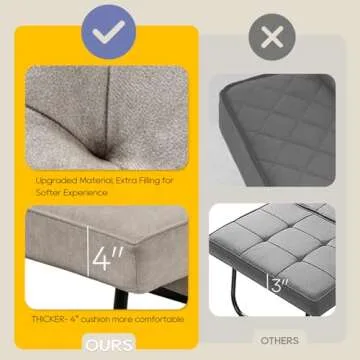 FHFO Sleeper Ottoman Bed Chair, 4 in 1 Folding Ottoman Chair Bed with Adjustable Backrest & Pillow, Multi-Function Futon Couch No Assembly for Small Space Living Room Apartment Office, 28"Width Beige