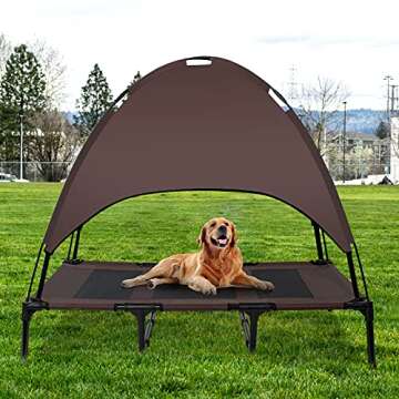 Niubya Outdoor Dog Bed with Canopy, Elevated Dog Bed with Removable Canopy Shade, Outside Portable C...