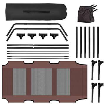 Niubya Outdoor Dog Bed with Canopy, Elevated Dog Bed with Removable Canopy Shade, Outside Portable Cooling Raised Pet Cot for Dogs and Cats, 48 Inches, Brown