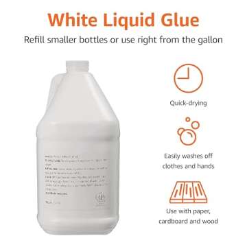 Amazon Basics All Purpose Washable School Craft Liquid Glue, Great for Making Slime, Single Pack, 1 gallon, White