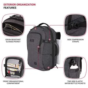 SwissGear Hybrid Travel Laptop Backpack, Heather Grey, 22-Inch