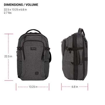 SwissGear Hybrid Travel Laptop Backpack, Heather Grey, 22-Inch
