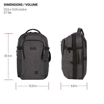 SwissGear Hybrid Travel Laptop Backpack, Heather Grey, 22-Inch