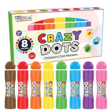 U.S. Art Supply Crazy Dot Markers for Toddlers & Kids 8 Colors - Washable Art Markers Dot Paint Mark...