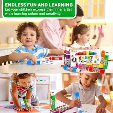 U.S. Art Supply Crazy Dot Markers for Toddlers & Kids 8 Colors - Washable Art Markers Dot Paint Markers Kids Toddler Art Supplies, Easy Grip, Mess-Free, Non-Toxic Bingo Dabbers Painting