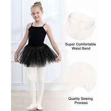 Stelle Girls Ballet Dance Students School Footed Tight (Toddler/Little Kid/Big Kid)(BP+WT+BK,2-4T)