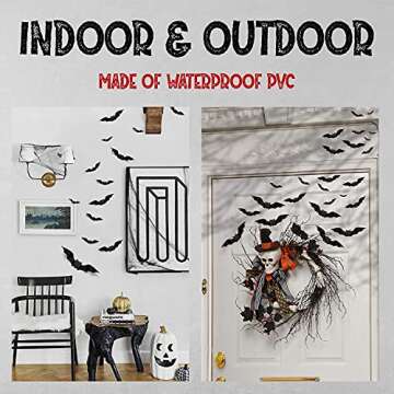 CRIO Halloween 3D Bats Decoration, 4 Sizes Realistic PVC Scary Bats Window Decal Wall Stickers for DIY Home Bathroom Indoor Decoration Party Supplies