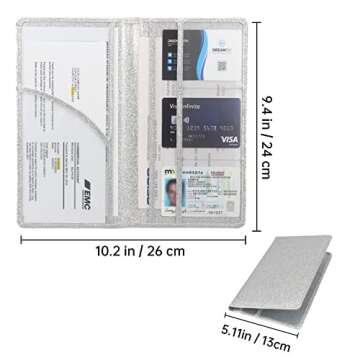 Miunice Car Registration and Insurance Holder, Bling Premium Pu Leather Vehicle Glove Box Organizer,...