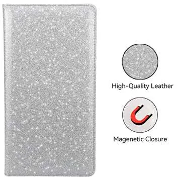 Miunice Car Registration and Insurance Holder, Bling Premium Pu Leather Vehicle Glove Box Organizer, Prefect Leather License Registration Holder for Driver License,Cards & Essential Documents (Silver)