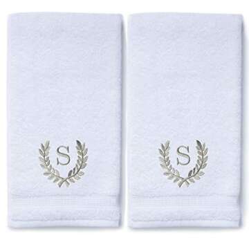 Decorative Monogrammed Turkish Hand Towels Set of 2 for Home & Gifts