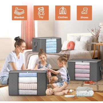 90L Large Storage Bags Foldable Closet Organizers 6-Pack