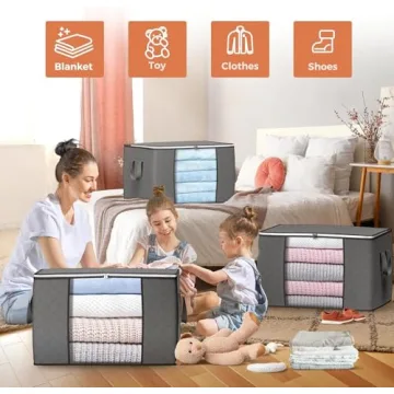 90L Large Storage Bags Foldable Closet Organizers 6-Pack