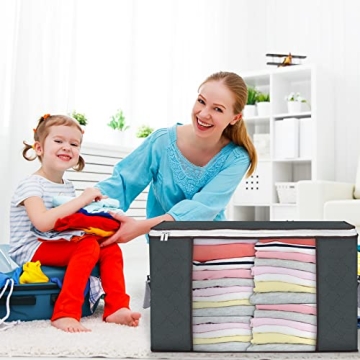 90L Large Storage Bags Foldable Closet Organizers 6-Pack