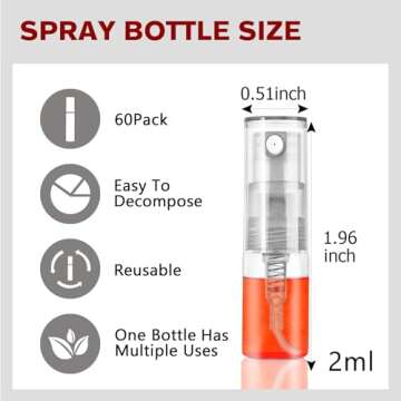 Csdtylh Mini Spray Bottle 2ml, Refillable Glass Spray Bottle, Glass Bottle Atomizer, Perfume Mouthwa...