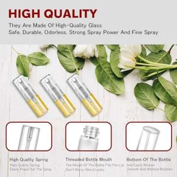 Csdtylh Mini Spray Bottle 2ml, Refillable Glass Spray Bottle, Glass Bottle Atomizer, Perfume Mouthwash Atomizer for Cleaning 2ml Refillable Container for Travel, Essential Oils, Perfume 60 Pcs, 2ml