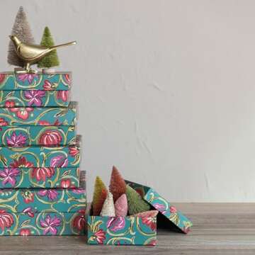 Colorful Floral Gift Boxes - Set of 5 by Creative Co-Op