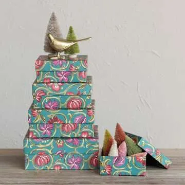 Colorful Floral Gift Boxes - Set of 5 by Creative Co-Op
