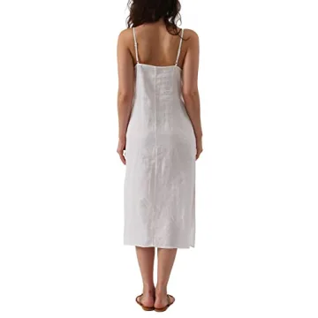 Amazhiyu Women's Linen Midi Slip Dress with Pockets