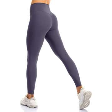 Lavento Women's All Day Soft Yoga Leggings Mid-Rise - No Front Seam Workout Active Legging for Women...
