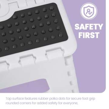 ACSTEP 9 Inch Folding Step Stool 300 LB Capacity Non Slip Foot Stool with Handle Plastic Foldable Step Stools for Kids Stepping Stool for Bathroom Black Small Step Stool (1 PC White)